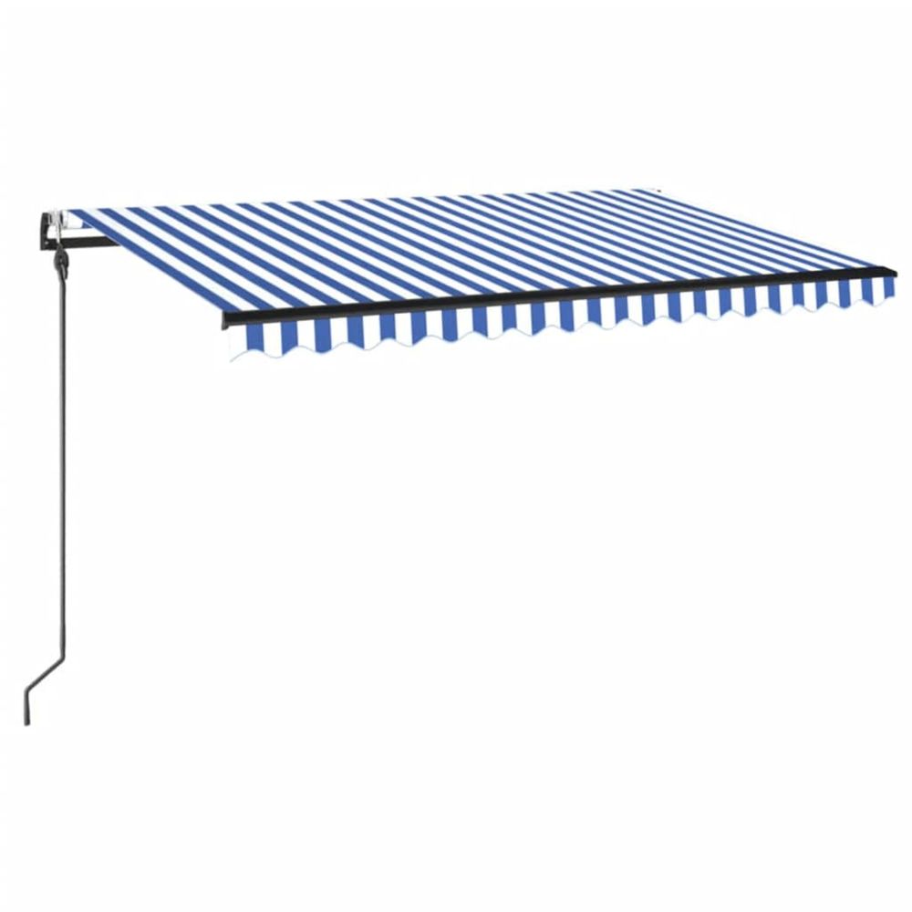 Auvent automatique capteur de vent/led 400x300 cm bleu et blanc