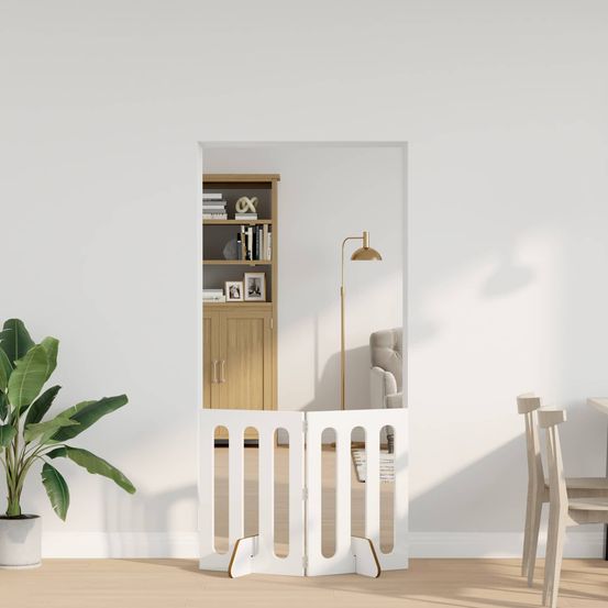 Barrière animaux bois intérieur panneaux pliables 100x70cm blanc brillant