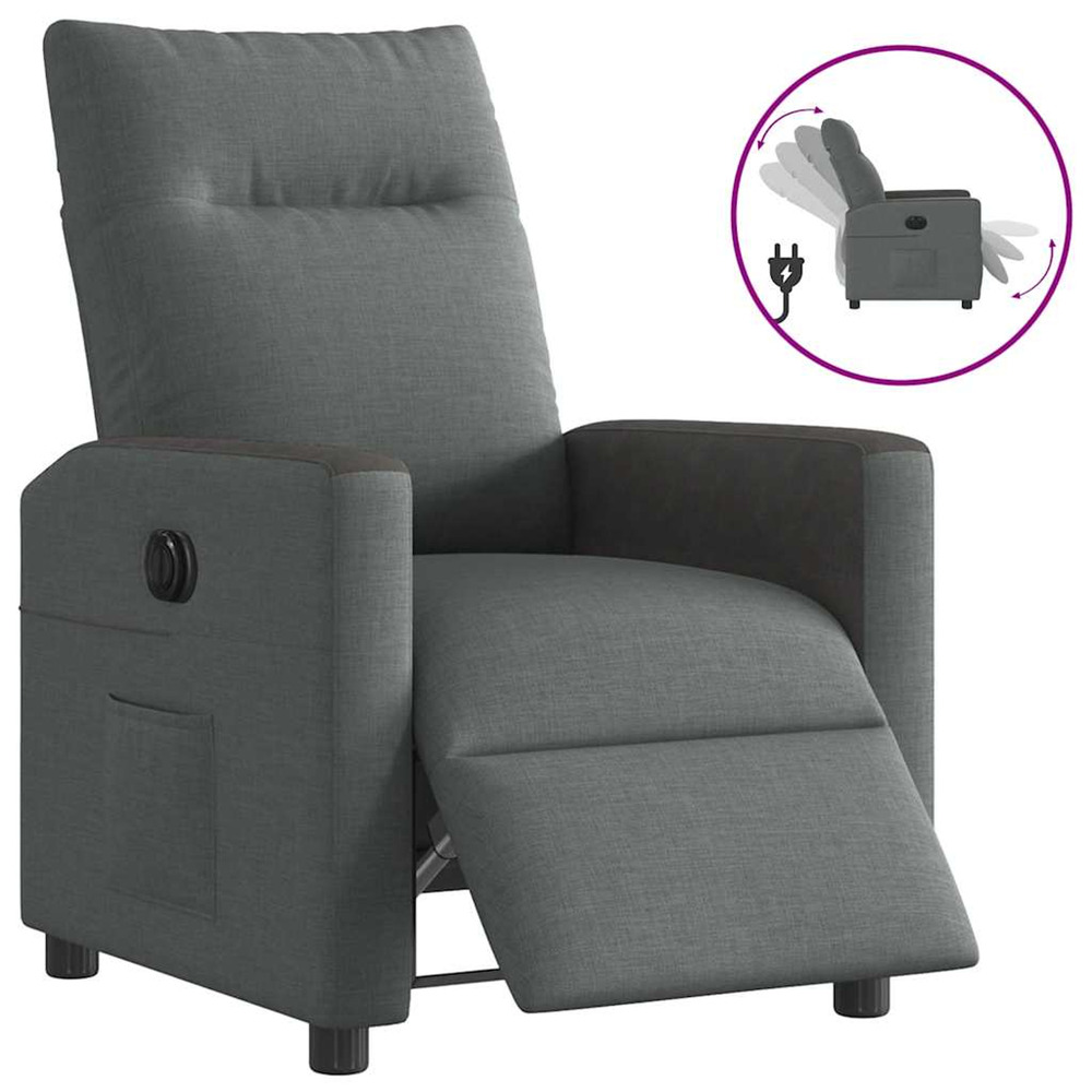 Fauteuil inclinable électrique gris foncé tissu
