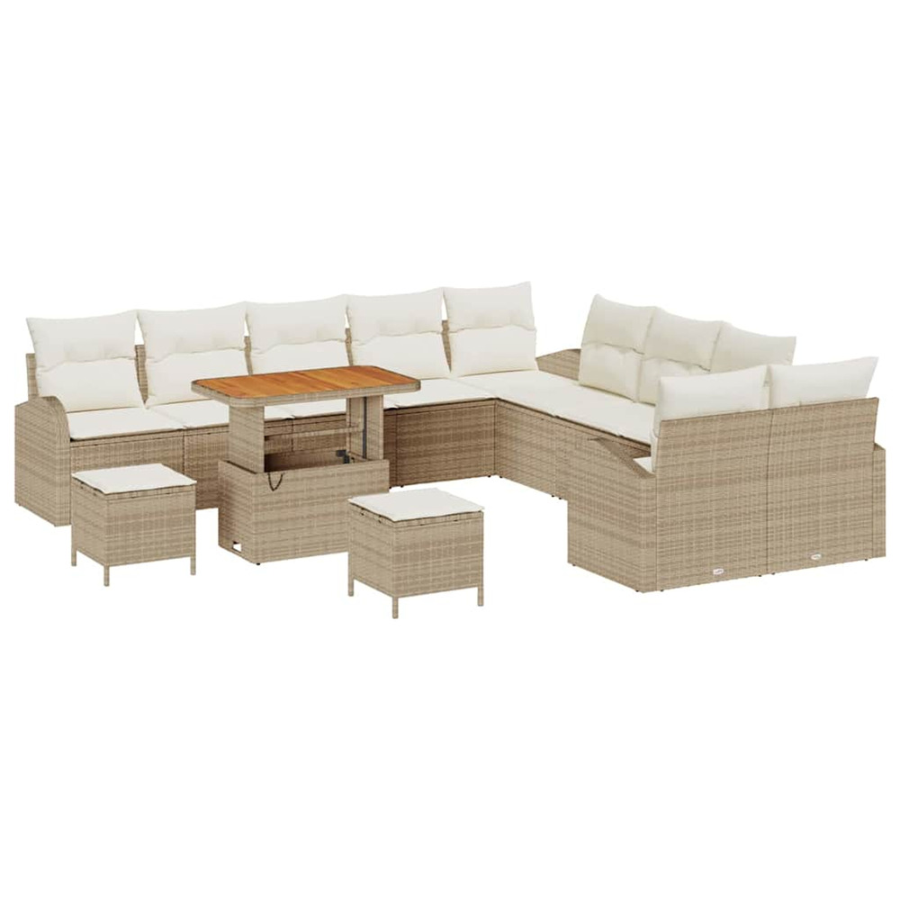 Ensemble de canapé de jardin avec coussin 13 pcs beige et crème