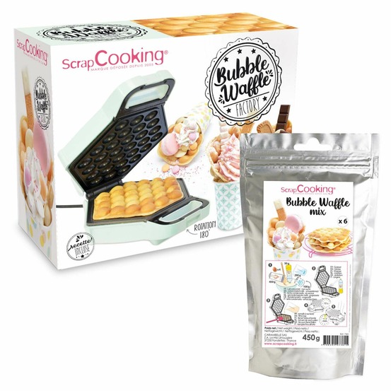 Machine à bubble waffle et préparation pour gaufres 450 g