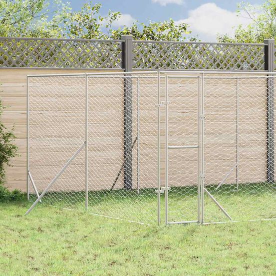 Chenil extérieur acier galvanisé pour chiens et animaux jardin 4x4x2 m