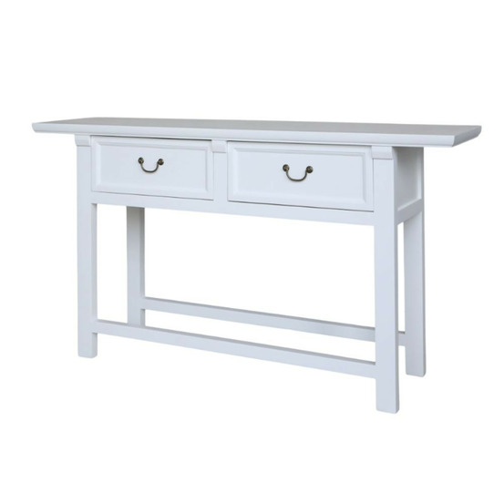 Table de service desserte en bois de pin recyclé blanc 150 x 40 x 85cm