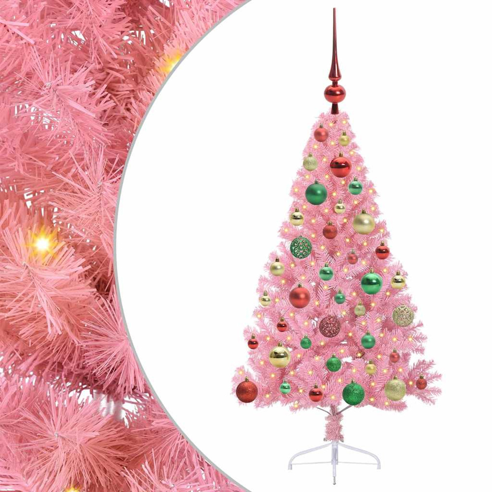 Sapin de noël artificiel pré-éclairé rose 120 cm pvc