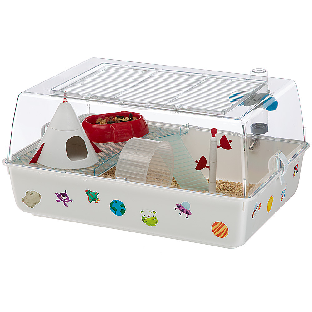 Cage pour hamsters et souris mini duna space pour accessoires et adhésifs inclus