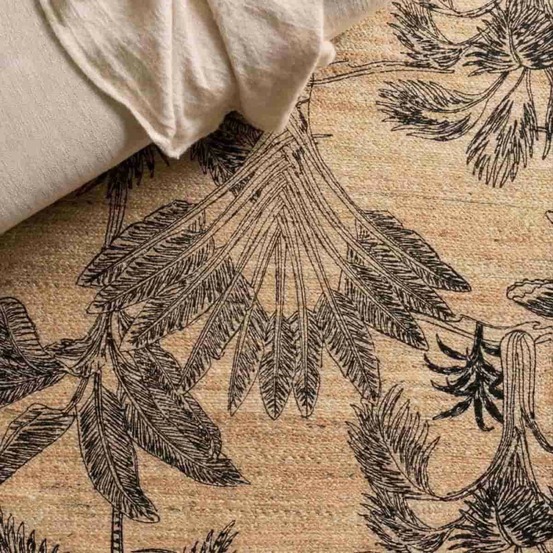 Tapis en jute imprimé jungle 120x170cm