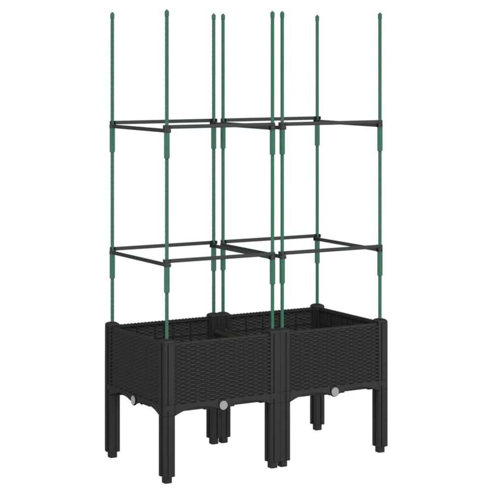 Jardinière d'extérieur avec treillis noir 80x40x142,5 cm pp