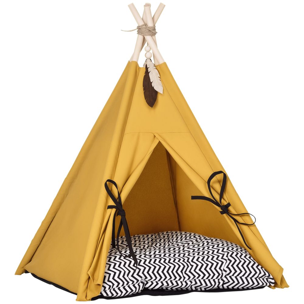 Tente tipi pour chat et chien en polyester intérieur lit douillet antidérapant 60x60x76cm