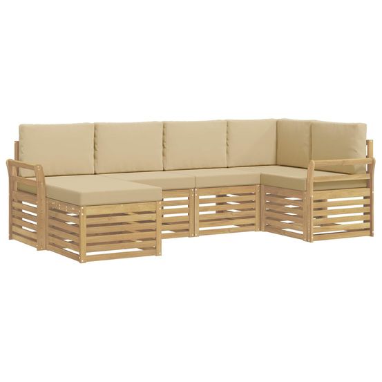 Ensemble de canapés d'extérieur 6 pc blanc et beige polyester