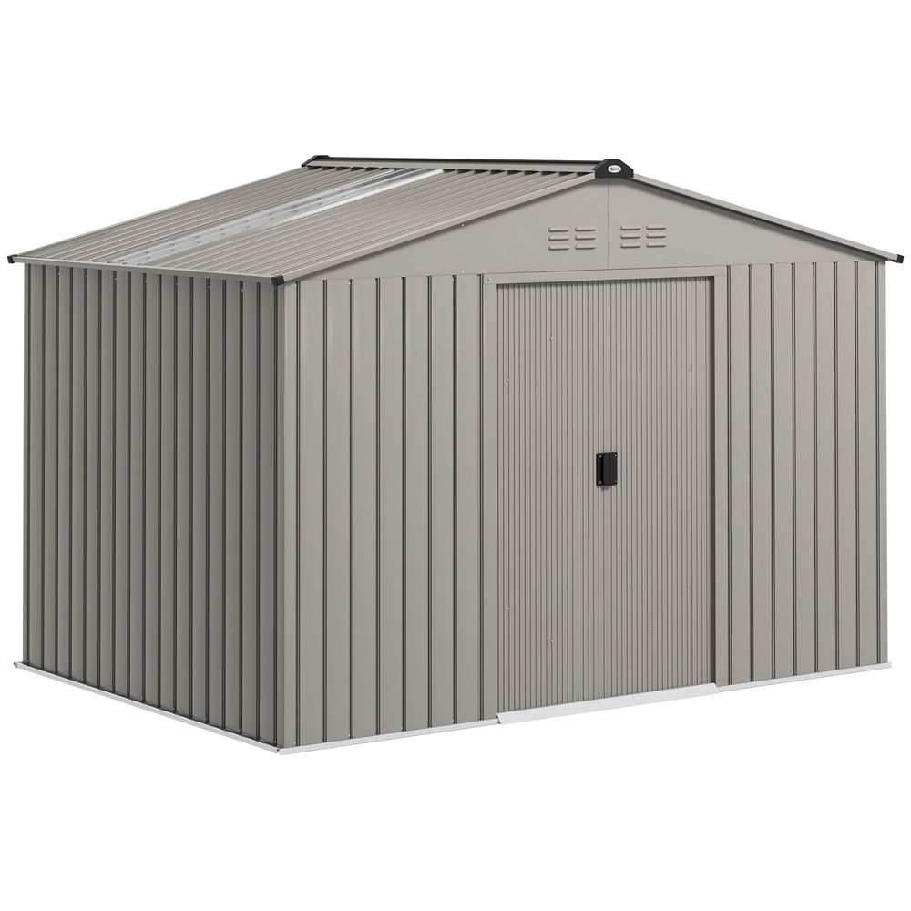 Abri de jardin métal double porte coulissante aérations 277x195x192cm gris argenté - comfortxl outdoor living