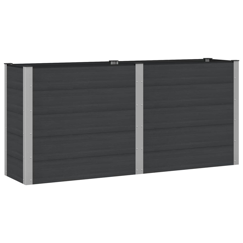 Jardinière surélevée noir 200 x 50 x 91 cm wpc et aluminium