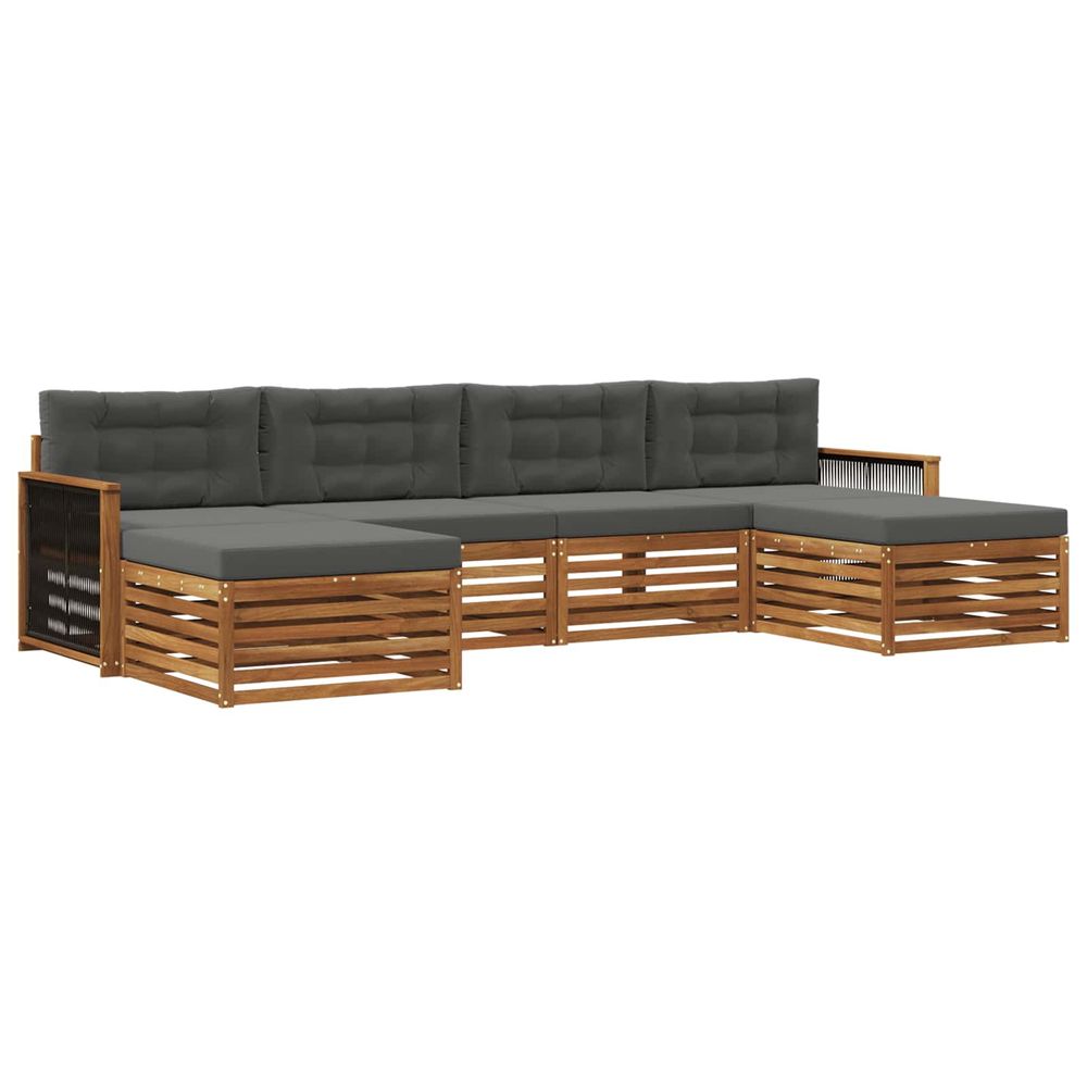 Ensemble de canapés d'extérieur 6 pc bois d'acacia massif