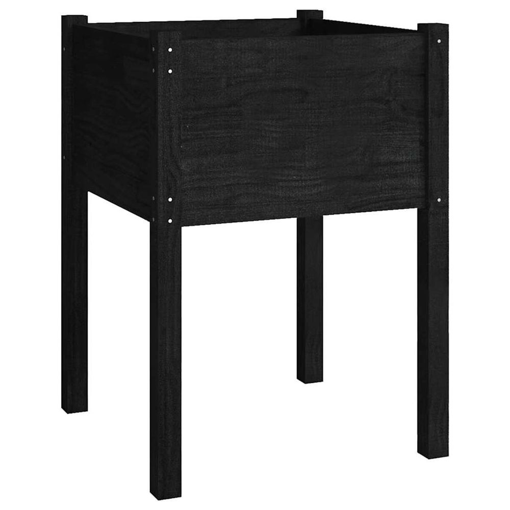 Jardinière d'extérieur noir 50x50x70 cm bois de pin massif