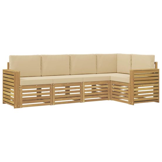 Ensemble de canapés d'extérieur 5 pc blanc et beige polyester