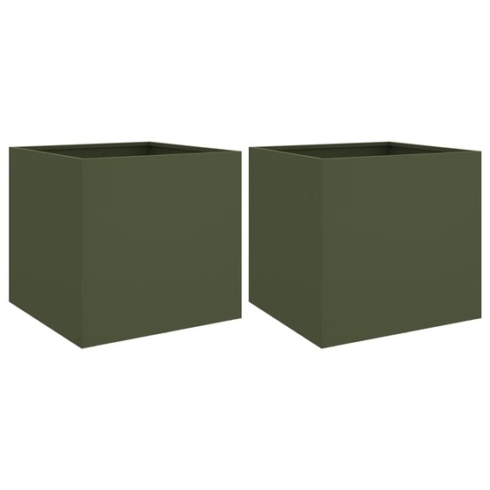 Jardinières 2 pcs vert olive 49x47x46 cm acier