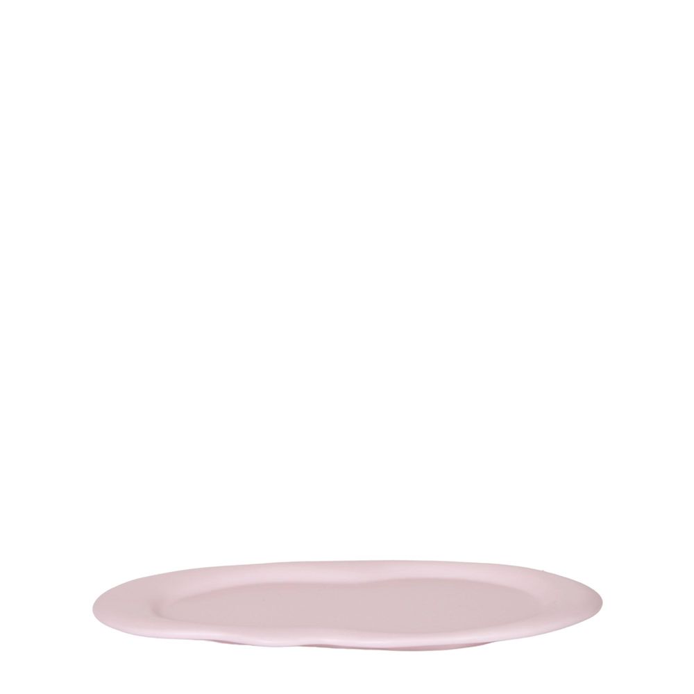 Plateau ovale rose en métal