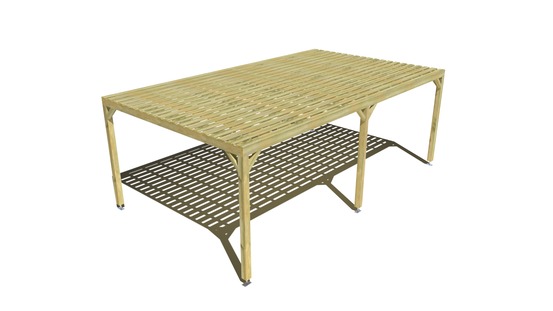 Pergola bois • 7m x 4m • indépendante • sens profondeur • platelage bois • livraison comprise