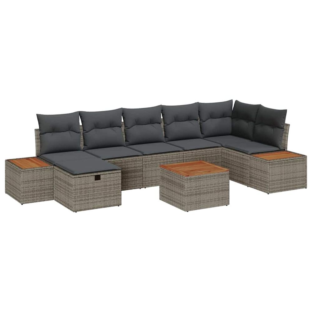 Ensemble de canapé de jardin 8 pc gris polyrotin