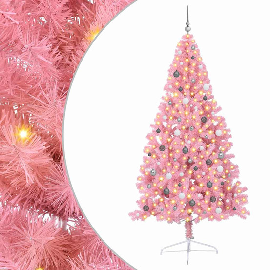 Sapin de noël artificiel pré-éclairé rose 240 cm pvc