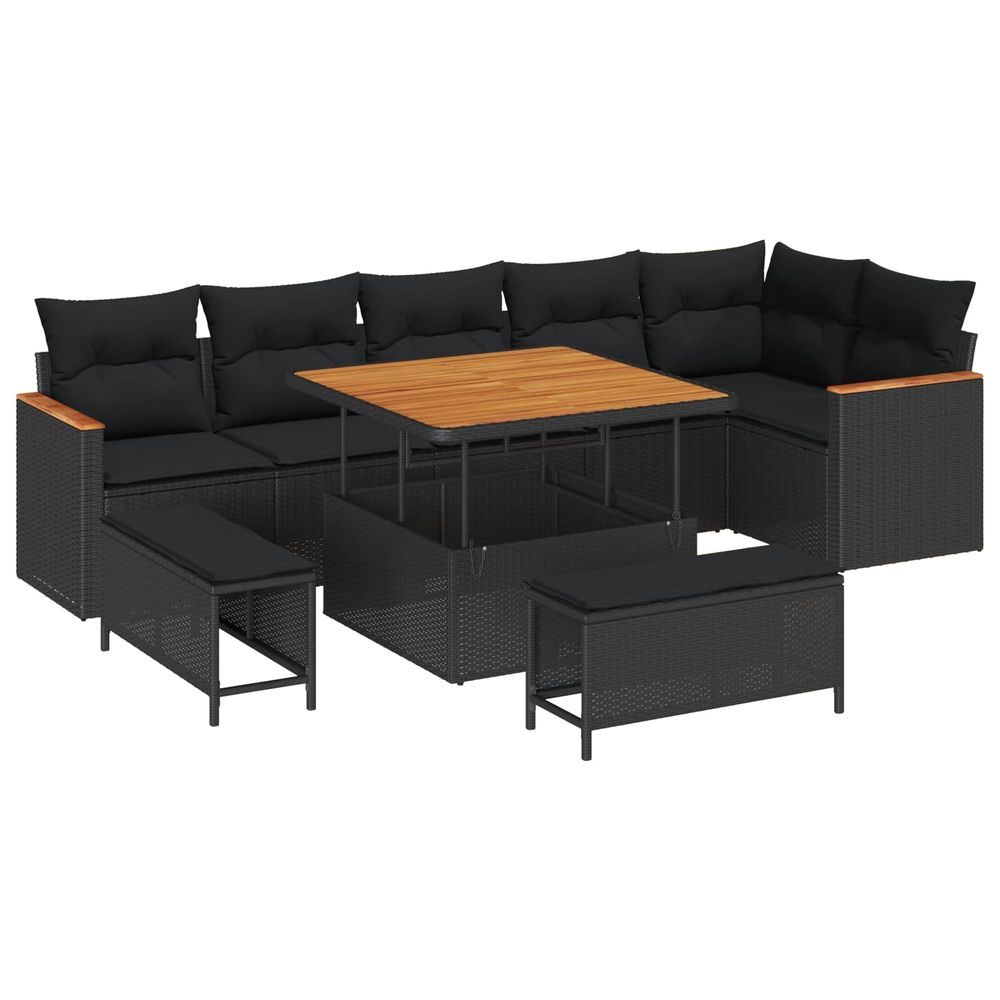 Ensemble de canapé de jardin 9 pc 6-nombre de places noir