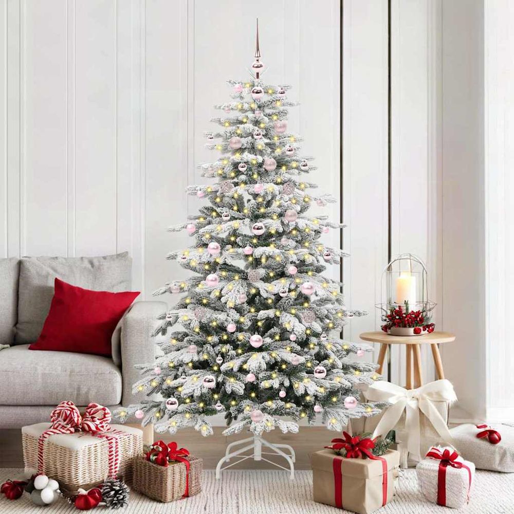 Mon beau sapin artificiel blanc 180 cm, kit complet lumineux pour fêtes