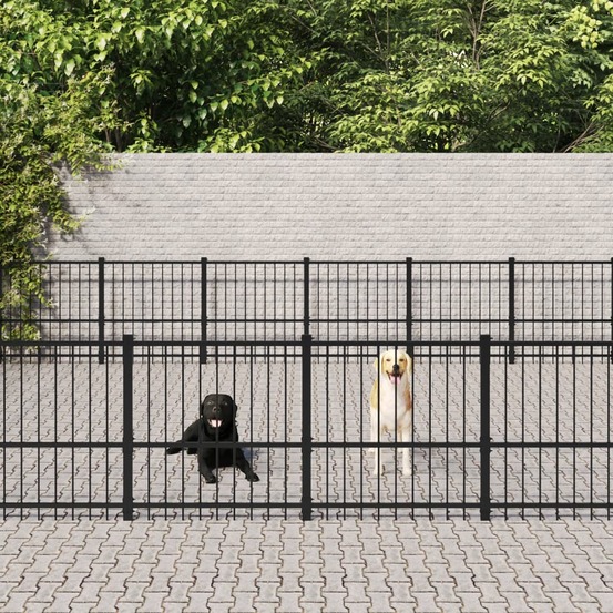 Chenil d'extérieur pour chiens acier 56,45 m²