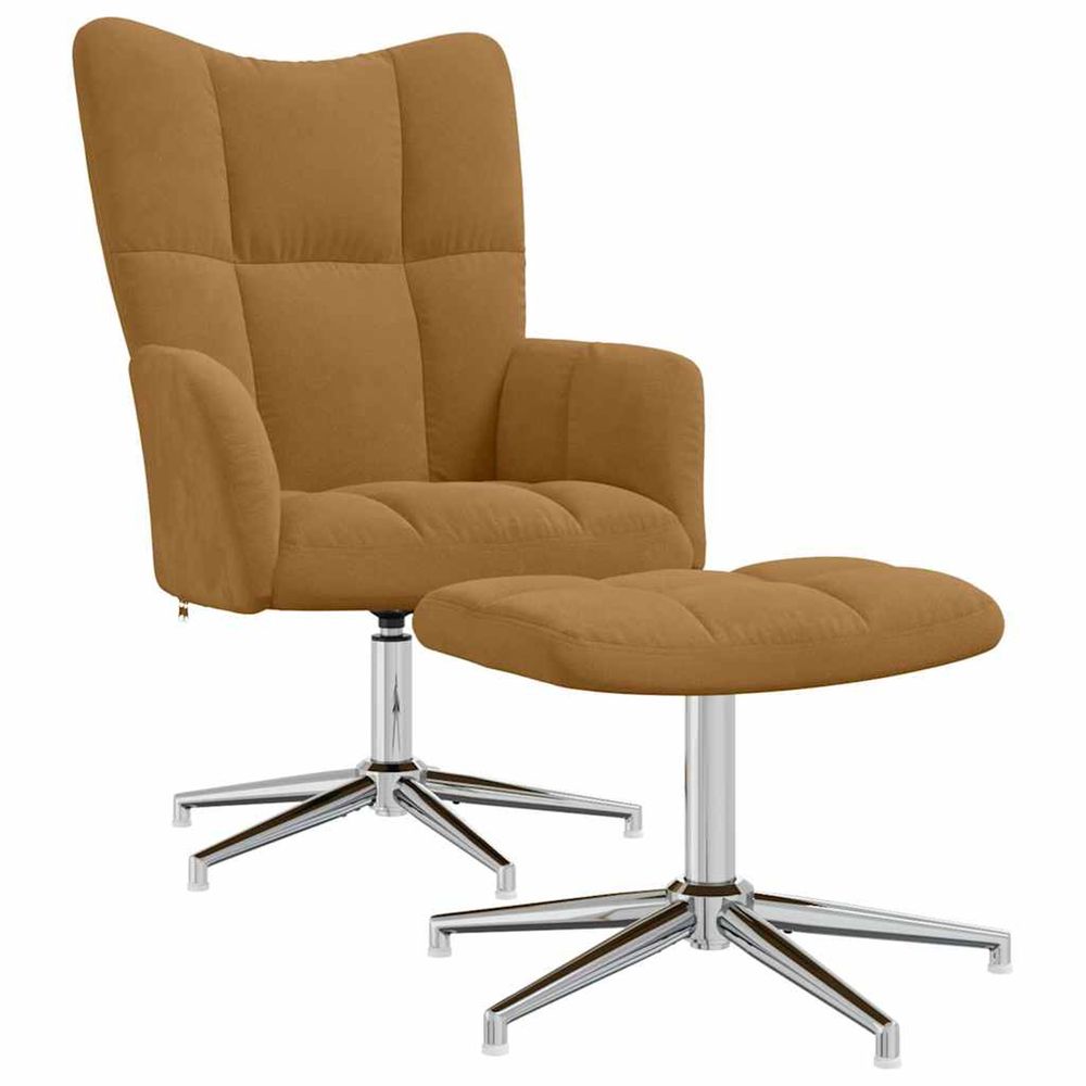 Chaise de relaxation avec tabouret marron velours