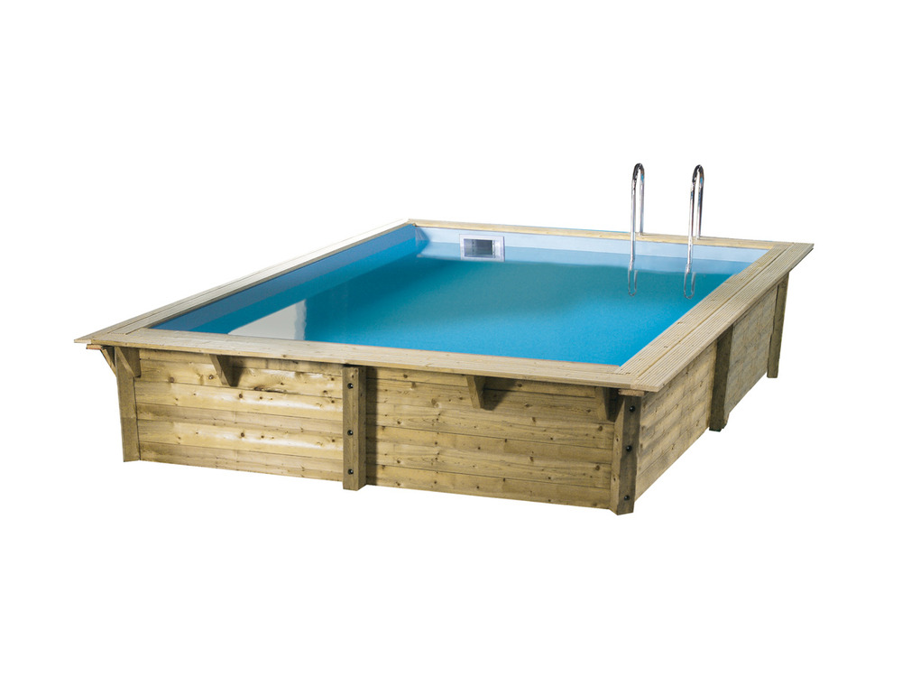 Piscine bois azura 3,00 x 3,00 x 1,26 m - liner bleu