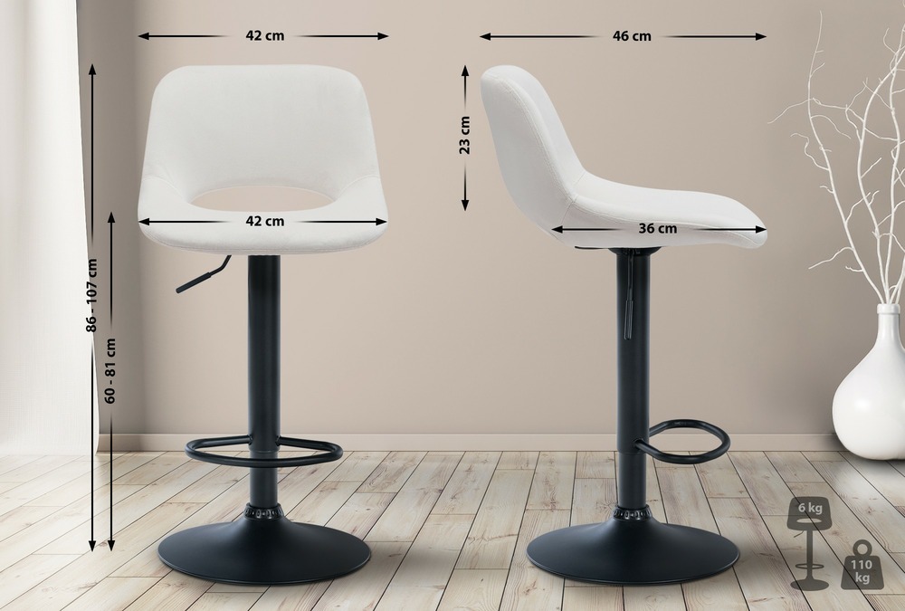 Tabouret de bar camden velours noir