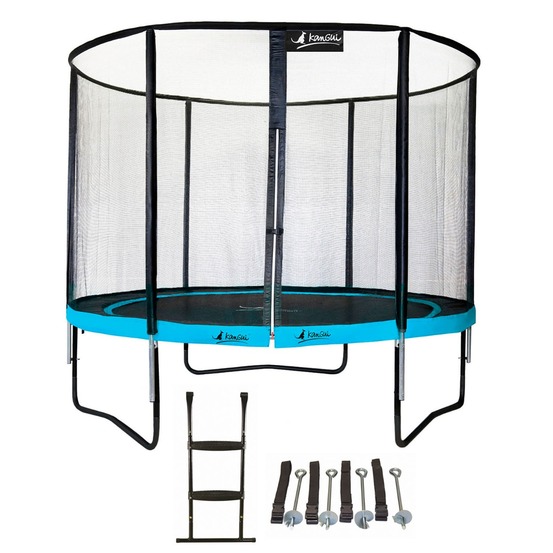 Trampoline de jardin rond 305 cm + filet de sécurité + échelle + kit ancrage | p