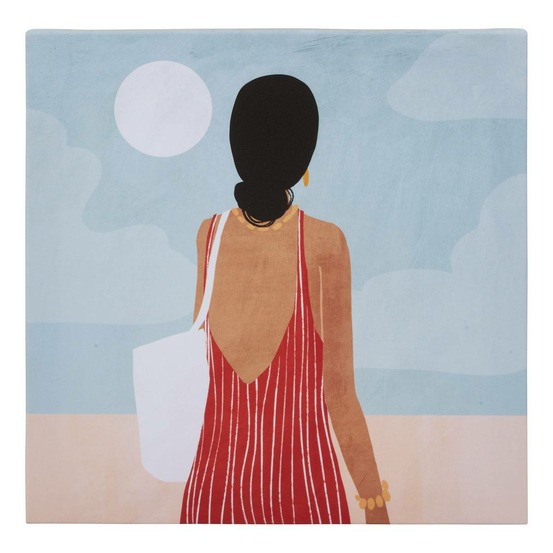 Toile imprimée frany 28x28cm bleu