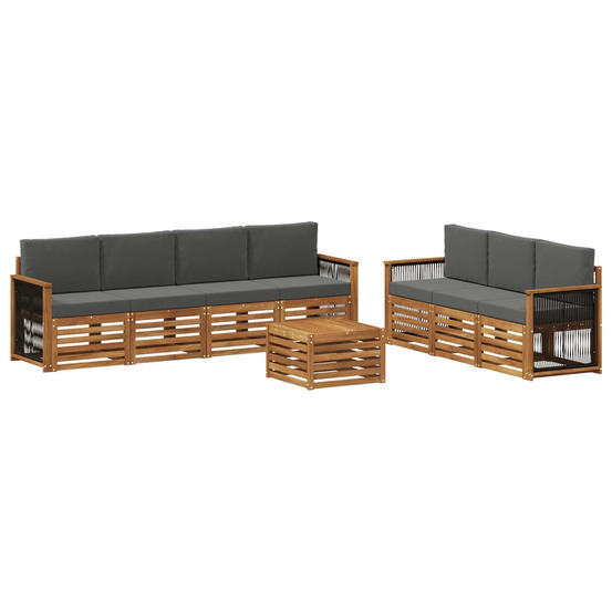 Ensembles de canapés avec coussin 8 pcs bois d'acacia massif