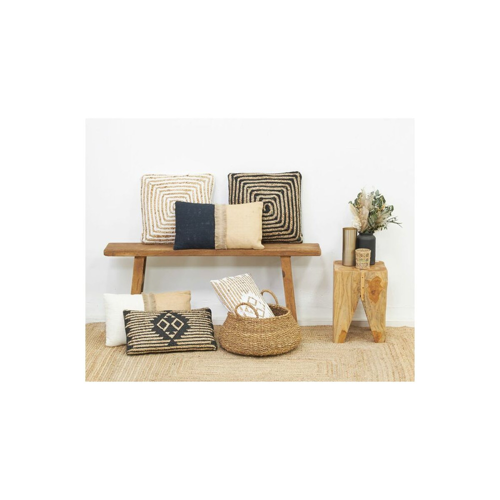 Coussins à motif en jute et coton (lot de 3) naturel et noir