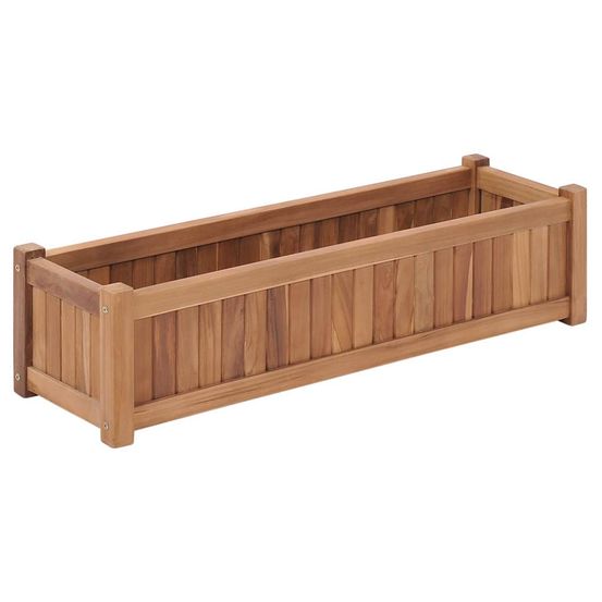 Jardinière rectangulaire en bois de teck massif pour balcon 100x30x25 cm