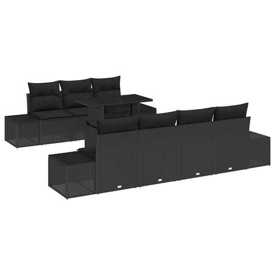 Ensemble de canapé de jardin avec coussin 8 pcs noir