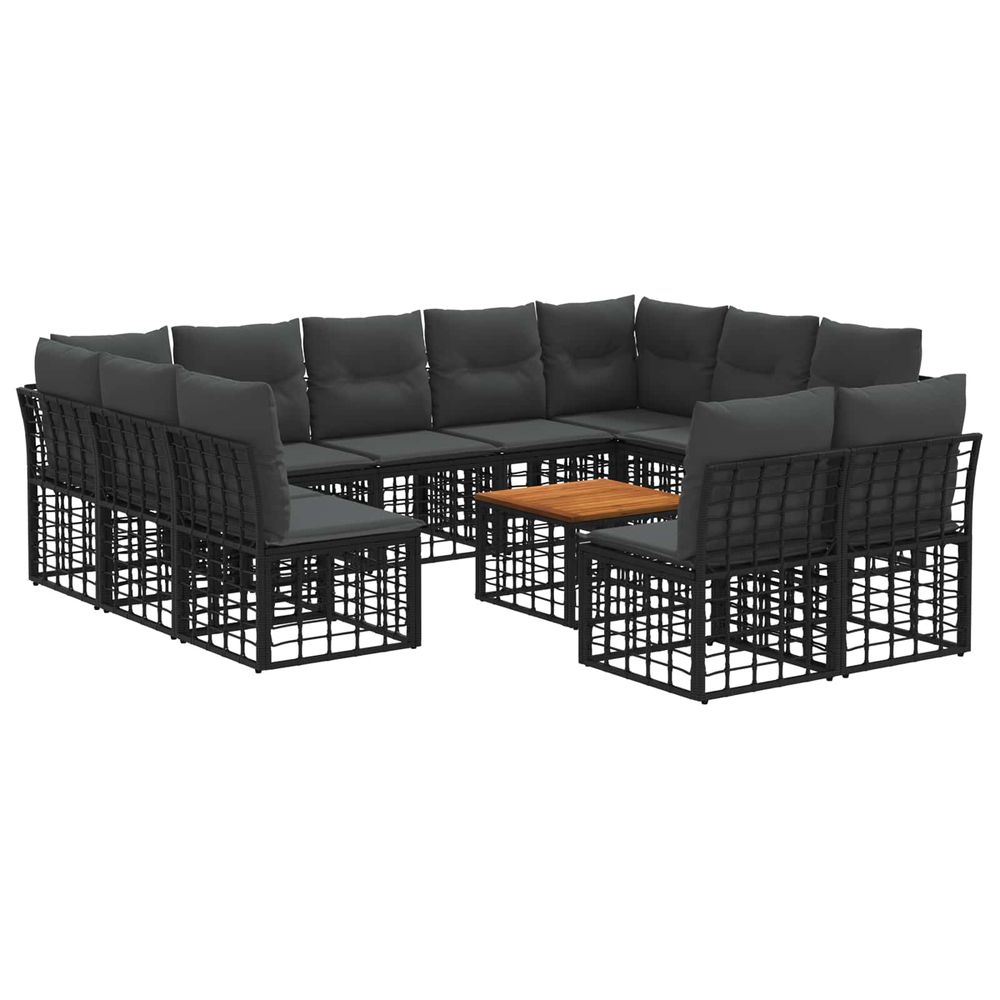 Ensemble de canapés d'extérieur 12 pc noir et gris foncé
