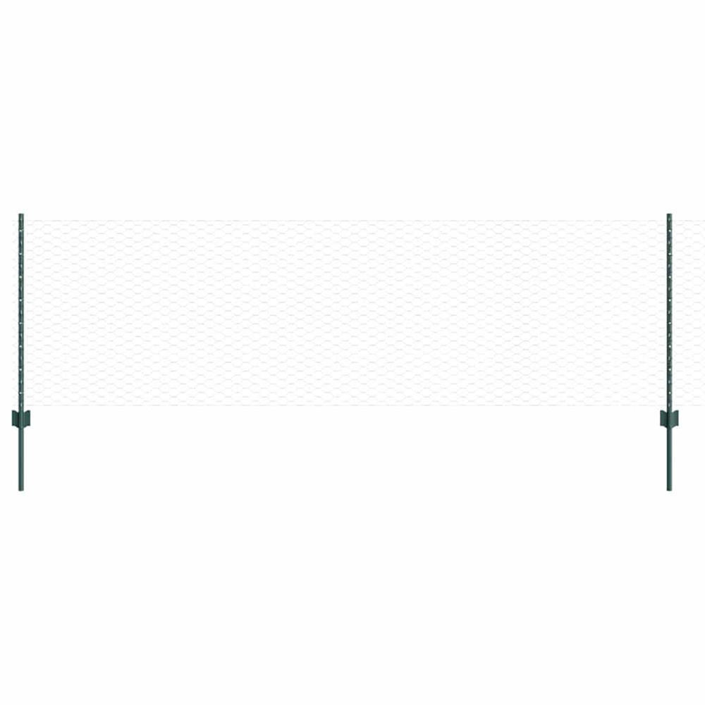 Clôture avec poteau vert 0,8 x 10 m acier et pvc