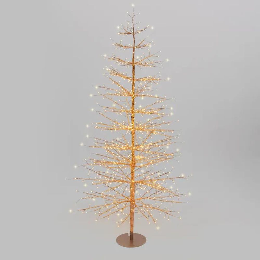 Arbre lumineux conique tilleul rose gold h150cm ø80cm 1120 microled blanc chaud fixe et flash lotti