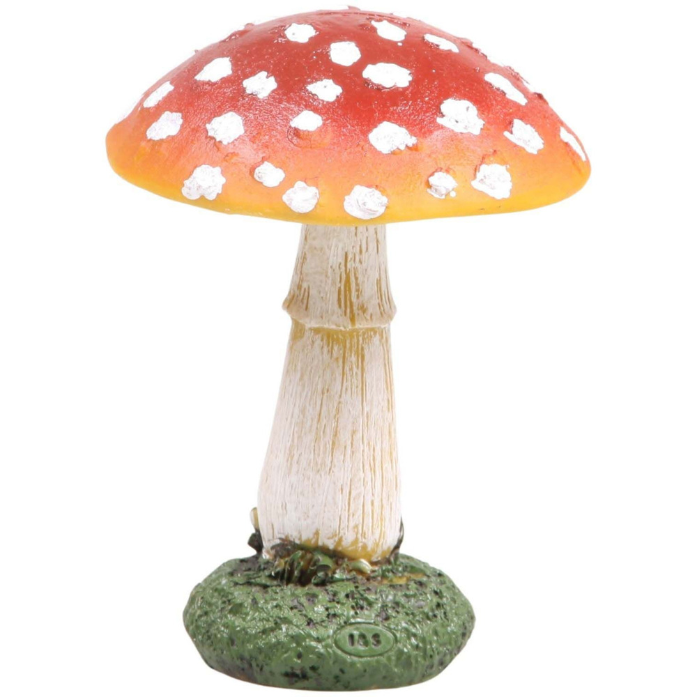 Champignon dans l'herbe en résine rond - hauteur 13 cm