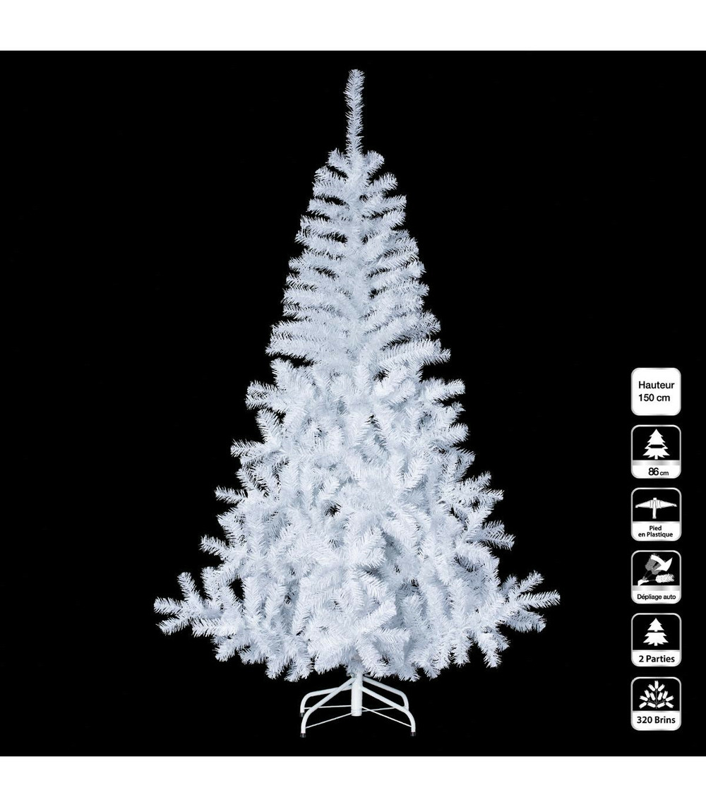 Sapin de noël artificiel blanc 2 tons h 150 cm
