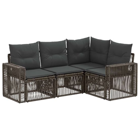 Ensemble de canapé de jardin 4 pc gris et gris foncé polyrotin
