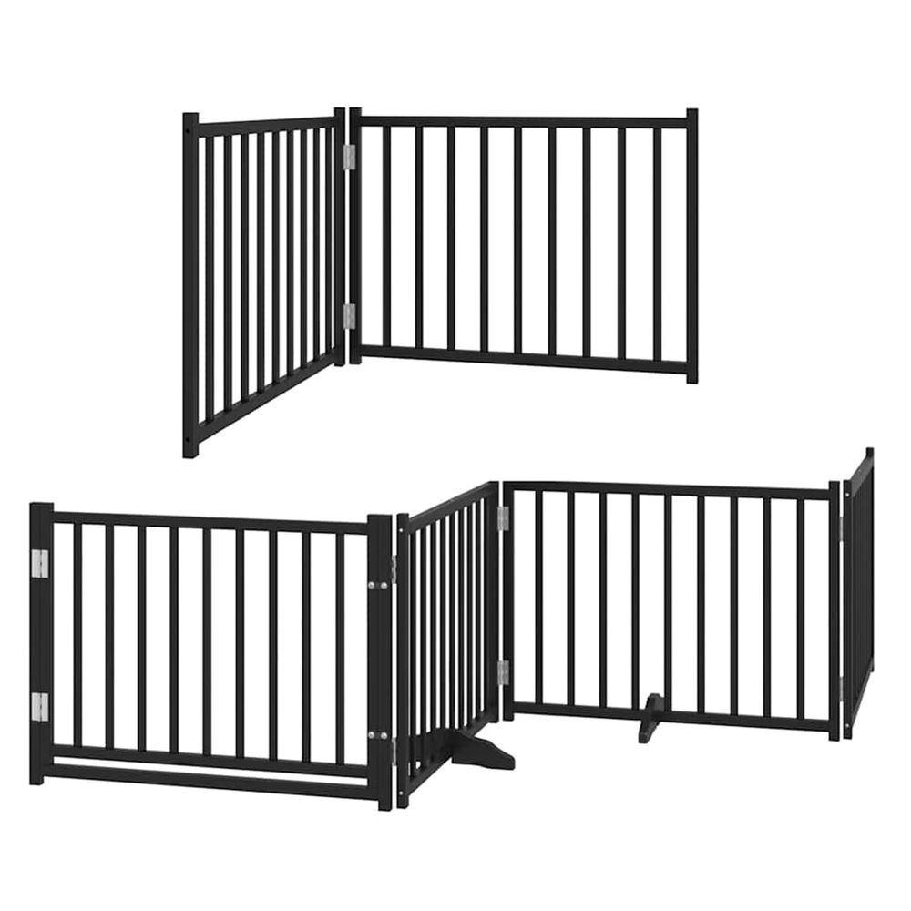 Barrière pour chien porte pliable 8 panneaux noir bois peuplier