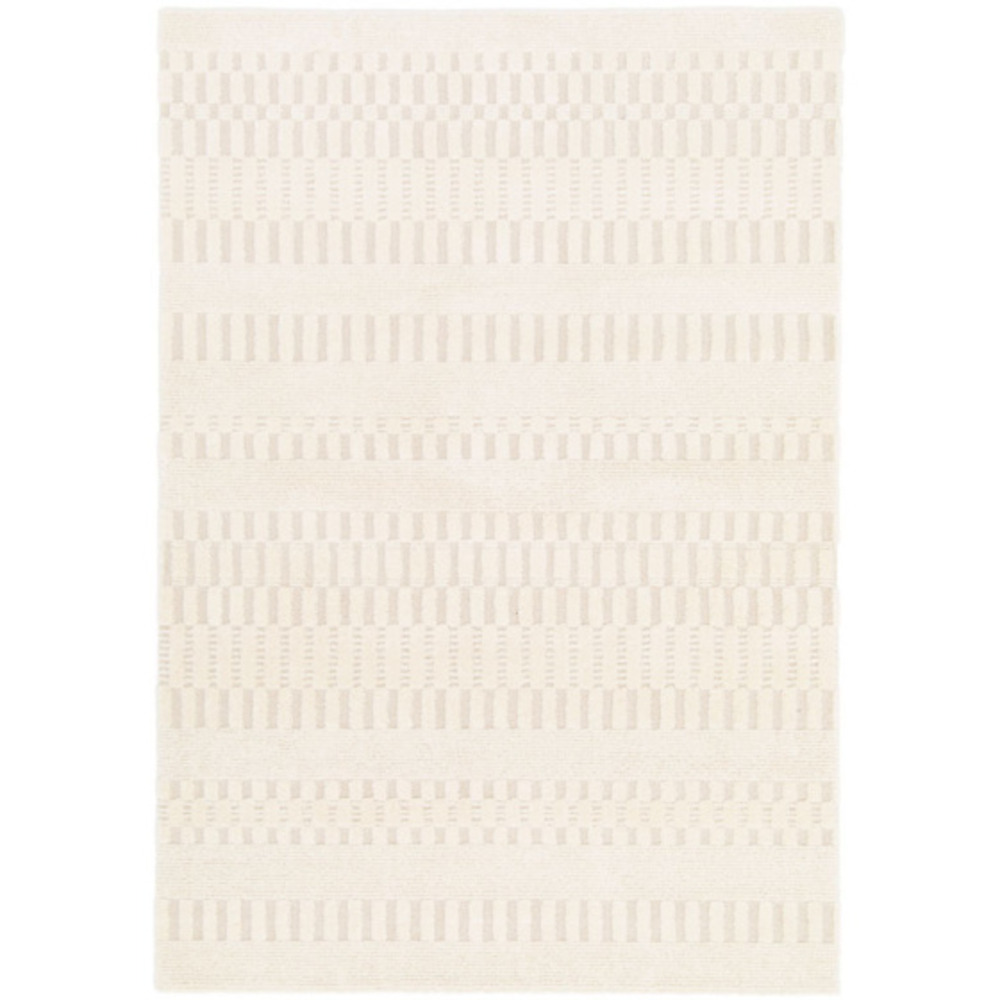 Tapis de salon graphique en relief - tempo - crème - 120 x 170 cm