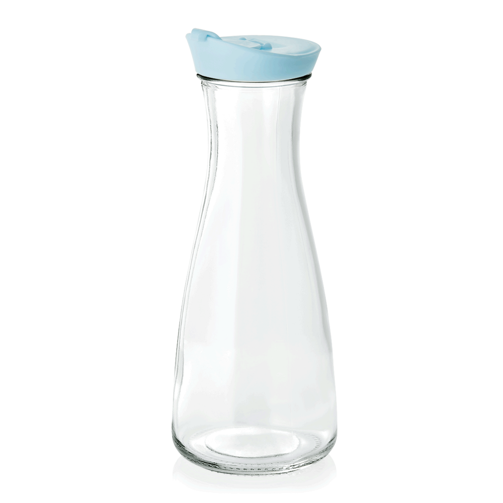 Carafe en verre trempé 1 l bleu h 260 mm ø 100 mm - was germany