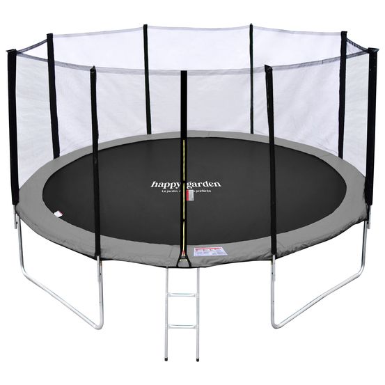 Trampoline 430cm réversible gris/rose melbourne, échelle, bâche et kit d'ancrage