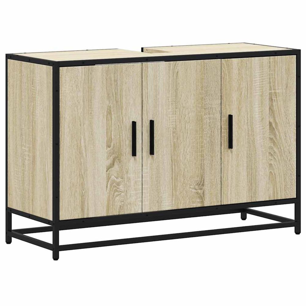 Meuble de salle de bain avec lavabo chêne sonoma 90 x 33 x 60 cm bois d'ingénierie