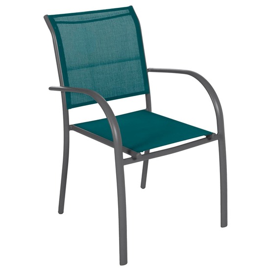 Fauteuil de jardin empilable piazza bleu canard & graphite