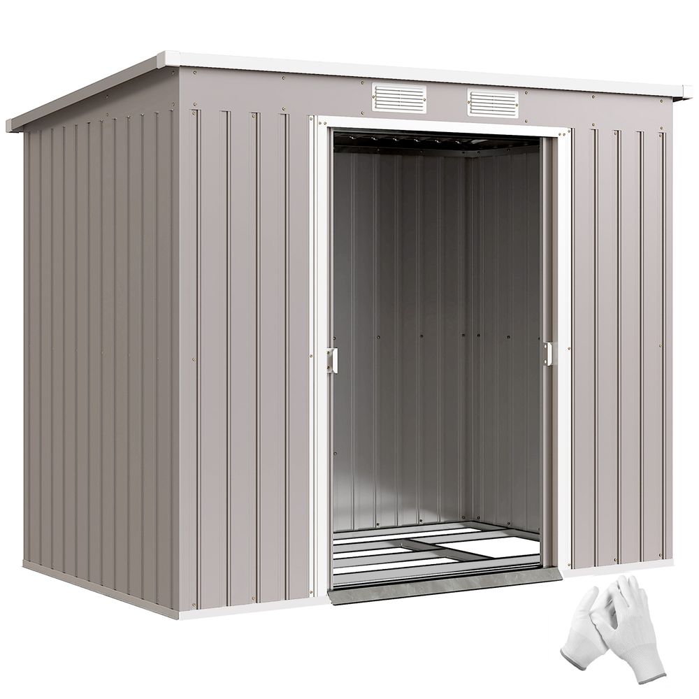 Abri de jardin acier galvanisé 213 x 130 x 172 cm gris clair avec portes coulissantes - comfortxl outdoor living