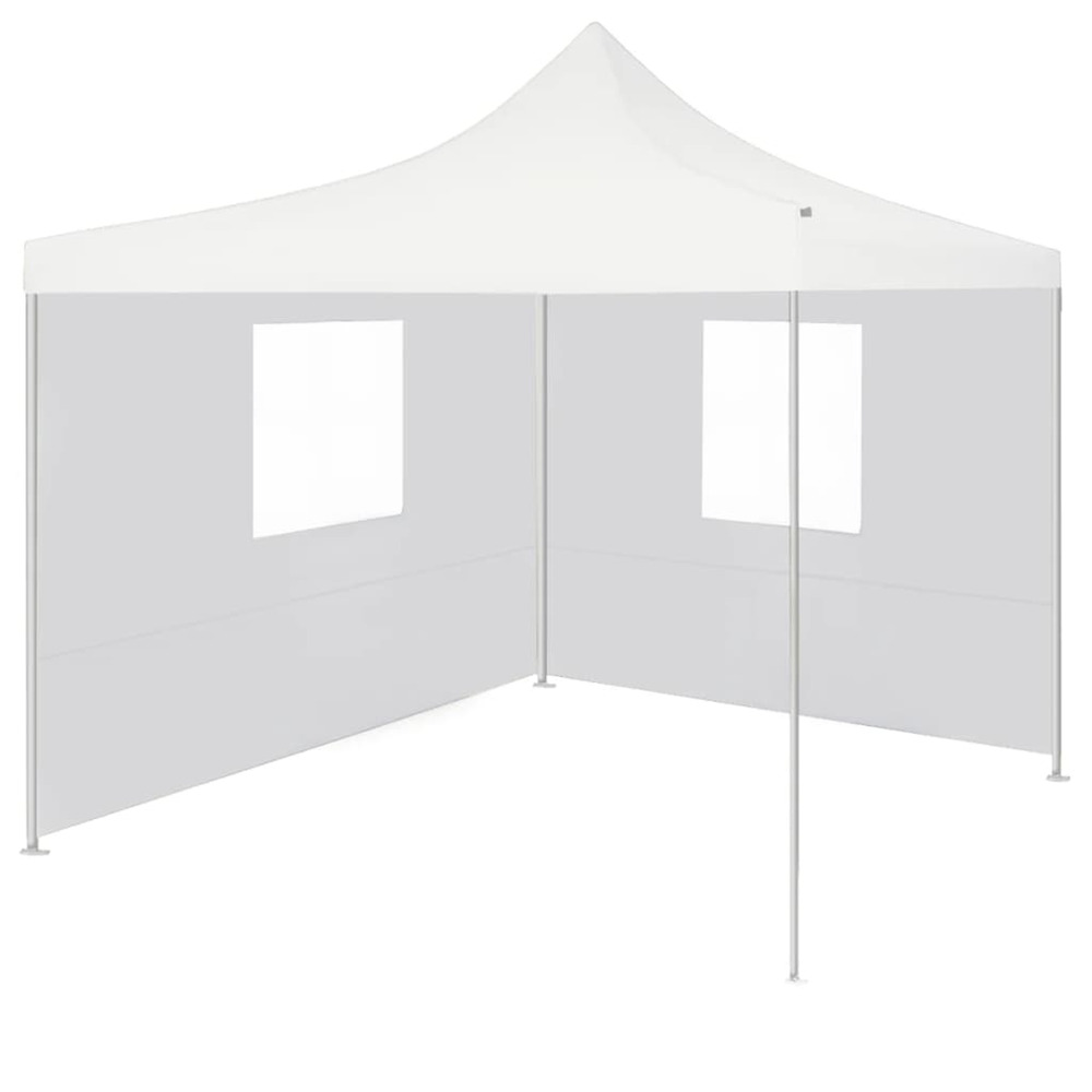 Tente de réception pliable avec 2 parois 3x3 m acier blanc