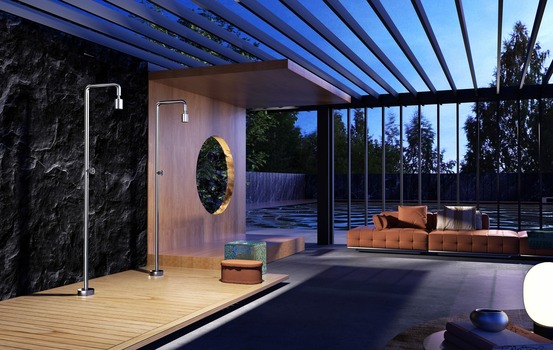 Douche de piscine en acier 316 elegance durable pour espace exterieur chic